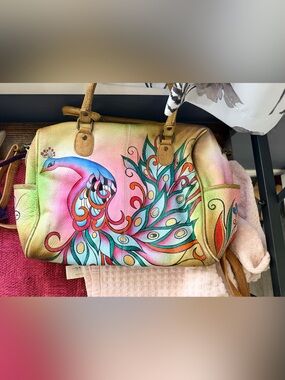 Anuschka Hand-Painted Peacock Tote Bag - Multicolor